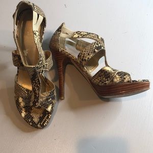 Stuart Weitzman snakeskin strappy heel